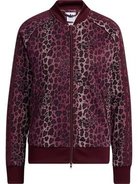 adidas Women's Burgundy Leopard Print Bomber Jacket NEW with tags size L